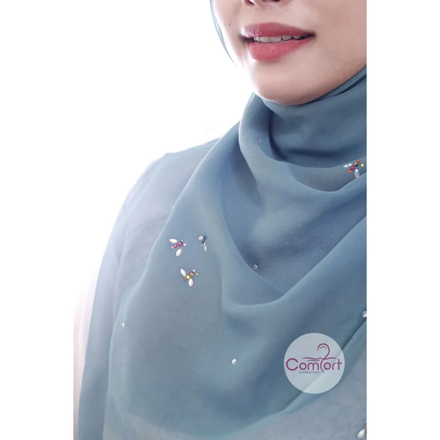 HIDAYU PREMIUM] Bee Viral Tudung Bawal Cotton Batu Manik Tabur Cotton Voile Bidang 45 Corak Borong Murah Hijab Scarf